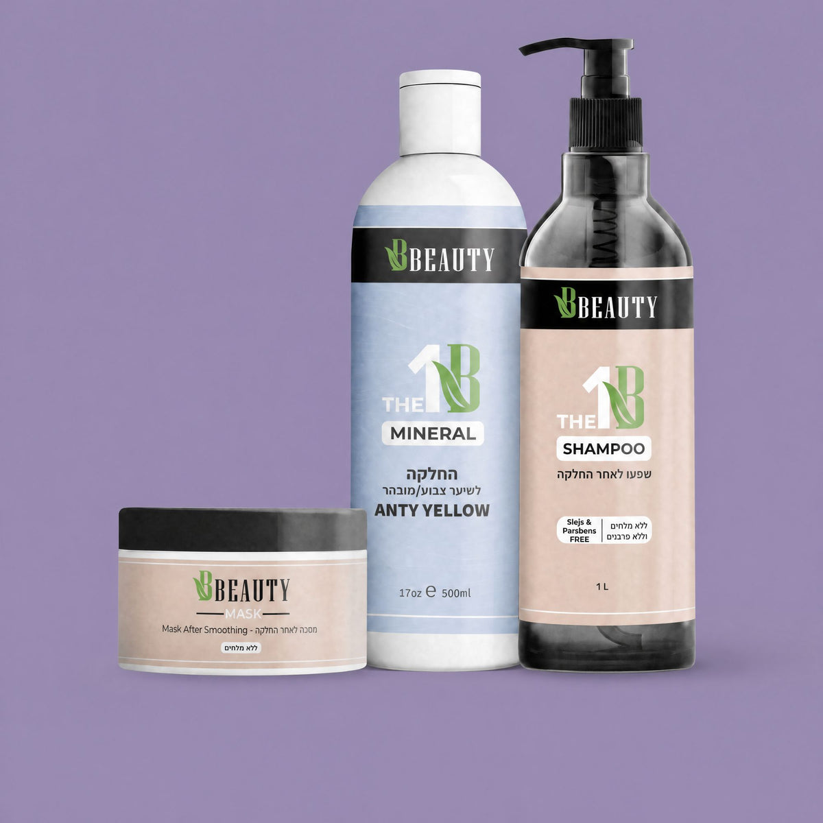 מארז קלאסי BBeauty: החלקה מינרלית עם שמפו ומסכה ללא מלחים